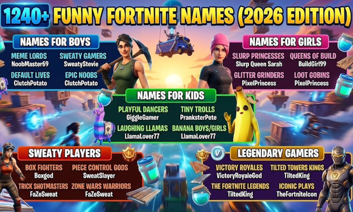 1240+ Funny Fortnite Names for Boys, Girls, Kids, Sweaty Players & Legendary Gamers (2026)