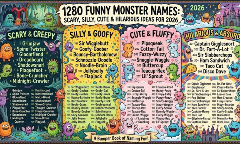 1280 Funny Monster Names: Scary, Silly, Cute & Hilarious Ideas for 2026