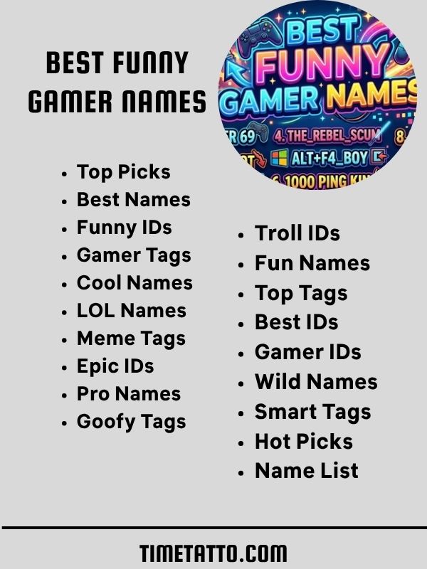 Best Funny Gamer Names