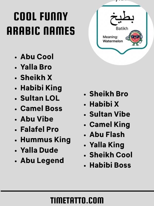 Cool Funny Arabic Names