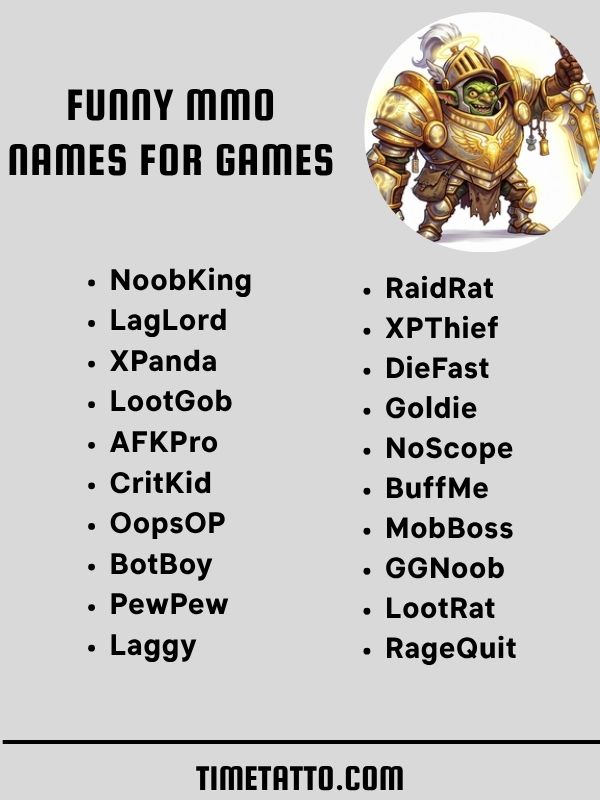 Funny MMO Names for Games