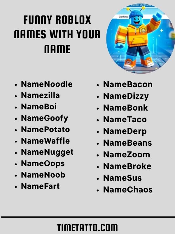 Funny Roblox Names With Your Name