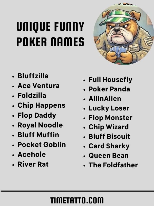 Unique Funny Poker Names